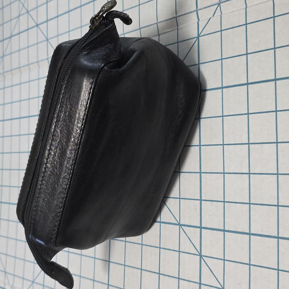 Italian Black Leather Toiletry Bag, 7" x 4"‎ x 5", VTG, Florence, Italy NWOT #2